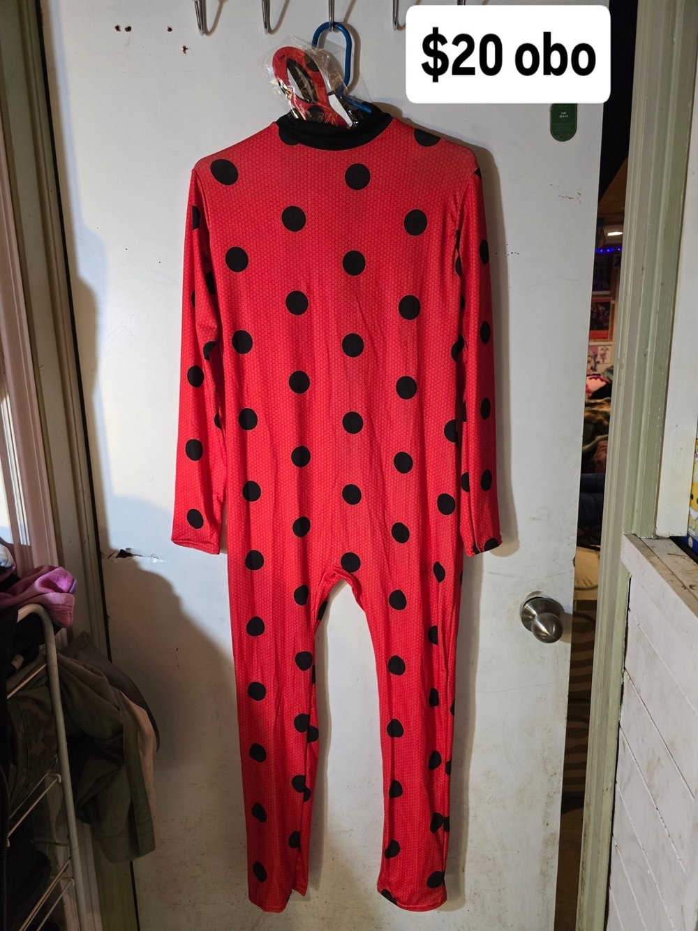 Mircaculous Lady bug Cosplay- Red Polka Dot One-Piece Jumpsuit - Black Dot Print